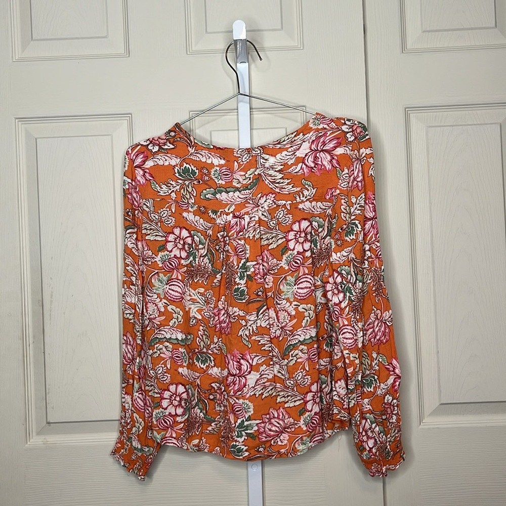 RACHEL Rachel Roy Boho Floral Peasant Blouse Tassel Tie Size XL - Picture 6 of 10